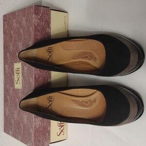 Soft Since 1927 Black Suede Heels Size 7 New